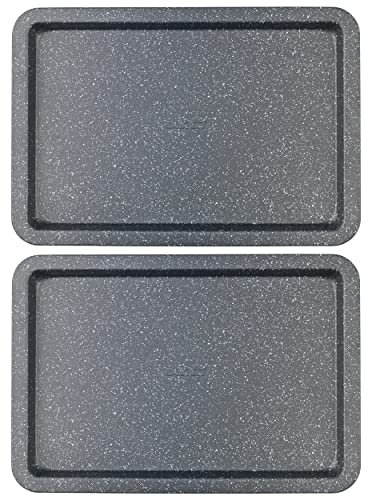 Salter COMBO-8261 - Set di 2 teglie in acciaio al carbonio, antiaderenti, facili da pulire, resistenti e durevoli, a lunga durata, senza PFOA, collezione Megastone, nero/argento, 37 cm, in alluminio