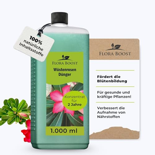 Flora Boost Wüstenrosen Dünger 1L, Flüssigdünger | Für bis zu 200L Gießwasser, Langzeit Blumendünger für Rosen, 100% natürlicher Pflanzendünger