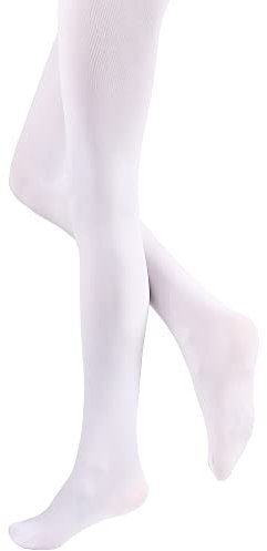 KEREDA Mädchen Kinder Strumpfhose Feinstrumpfhose Ballett Tanzstrumpfhose mit Fuß 110-170 1er Pack, Weiß, 158-170