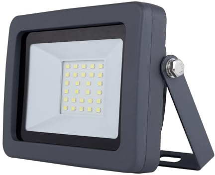 REV Foco LED FLARE para exteriores – IP65, bombilla LED 20W, 1700lm, 6500K – ideal para entradas de patio, garajes y entradas de casa, antracita