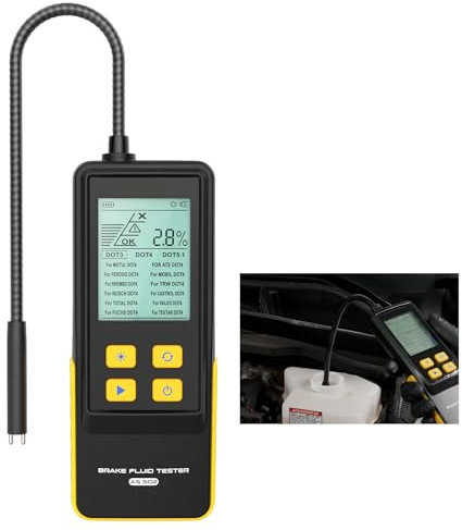 MOTOCOCHE Bremsflüssigkeitstester Profi Bremsflüssigkeitsprüfer mit Hochempfindlicher Sonde, HD-Display Bremsflüssigkeit Tester für DOT3, DOT4, DOT5.1Bremsflüssigkeit Diagnosetest Werkzeug