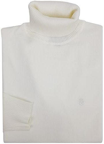 Coveri Maglia Maglione da Uomo Dolcevita a Collo Alto Rasato Tinta Unita M L XL XXL 3XL (XL - Panna)