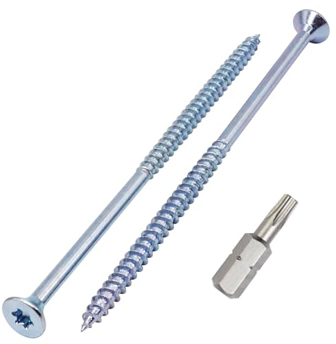 SKIR'CO (60 Pièces) Vis à Bois en Acier Zingué 6,0 x 140 mm, Tête Fraisée Torx, pour Panneaux d'Aggloméré, Filetage Partiel
