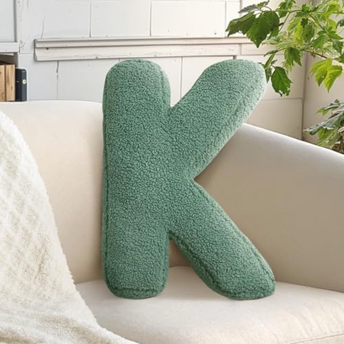 huraty Letter Throw Pillow Initial Letter Cushion Lambs Wool Kids Room Decor Accent Decorative Pillow for Nursey (K, 14.9 Lx11.8 W)