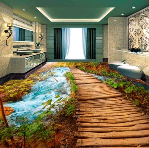 Bodendekorationsposter Brauner Wasserfall 3D-Bodenwandbild, Foto-Bodenbelag-Tapete, 200 x 140 cm Bodenfliesen Aufkleber Wohnzimmer Studie Bodenbelag Tapete, Epoxidharz