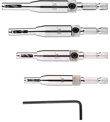 4PCS Drill Bit Sharpener,Hex Shank Self Centering Drill Bit Set,Door Window Hinge Hole Puncher Woodworking Tool for Drilling Holes for Door or Window Hinge Installation