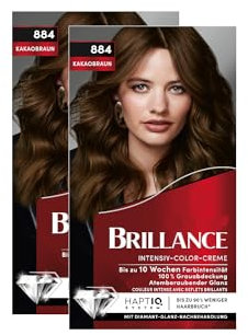 Brillance Intensiv-Color-Creme 884 Kakaobraun (2x 160 ml), dauerhafte Haarfarbe mit Diamant-Glanz und Pflege-Conditioner, für 10 Wochen Farbintesität
