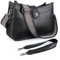 APHISON Umhängetasche Damen Handtasche Mittelgroß schwarz Crossbody Bag mit Breiter Gurt Hobo Bag Schultertasche veganem Leder Tasche 2 Schulterriemen Kartenschlitz Reisetasche