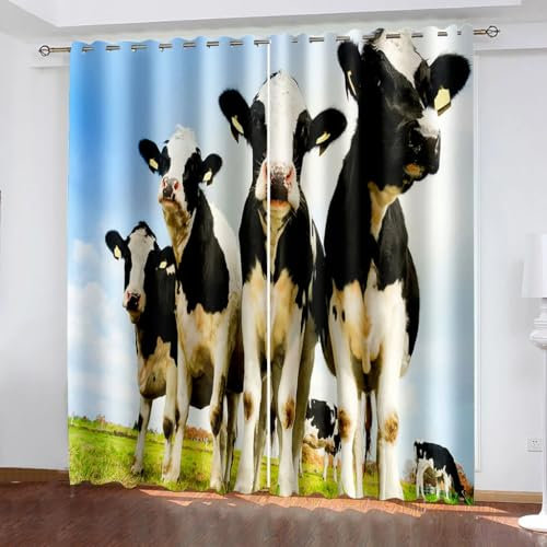 SJSXWQN Cortinas Salon Dormitorio Vaca Lechera Cortinas Opacas con Ojales Cortinas Termicas Aislantes Frio y Calor para Decoracion Habitacion Cocina 2 Piezas B 140 x H 225 cm