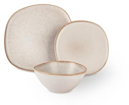 Excelsa Stone Service de vaisselle 12 pièces, céramique Stoneware, crème