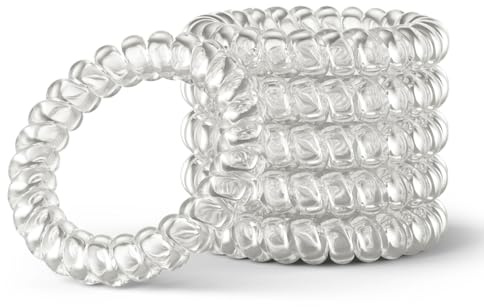 IMPERIO Elastique Cheveux Spirale - Premium Elastique Cheveux pour Femmes & Filles en Plusieurs Couleurs - Évite la Casse, les Pointes Fourchues & les Nœuds (Transparent Grand)