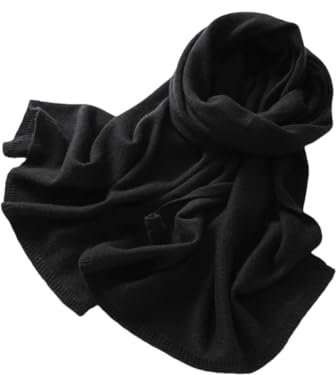 Herren Strickschal Kaschmirschal Solid Schal Winterschal, Schwarz , One size