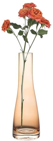 Jarrón pequeño naranja de 21 cm con cuello ancho de cristal, jarrones transparentes de un solo tallo para decoración del hogar, sala de estar, oficina y centros de mesa (sin flor)