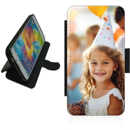 For Apple iPhone 12 Mini personalised phone case wallet flip case photo on the front panel Black