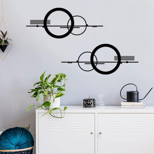 ruelen 2 Stück Abstrakte Metall Wanddekoration, Modern Minimalistische Wanddekoration einzeilige Kunst vertikale Wanddeko geometrische Wandbehangskulpturen für Zuhause Schlafzimmer Wohnzimmer