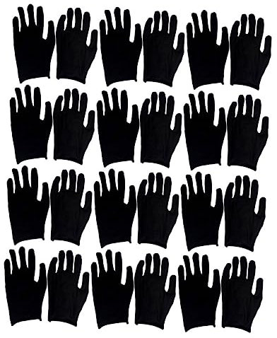 GARVALON 12pairs Cotton Gloves Black Long Men Winter Mechanic Work Gloves Heavy Duty