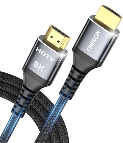 8K HDMI Cable 6FT, High Speed 48Gbps HDMI 2.1 Cord, Support 8K@60Hz & 4K@120Hz, HDR10+, SBTM, 12bit, 3D, eARC, Dolby Atmos, DTS:X, HDCP 2.3 for TV, Monitor, Apple TV, Roku, Soundbar, PS5, Xbox