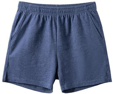 Amy Coulee sovbyxor, män, kort bomull 10 cm, lätta sovshorts, korta pyjamasbyxor med fickor, Mörkblå, M