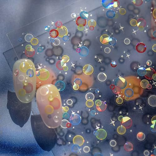 Laser Aurora Muschel Seifenblase Nagelsticker Blitzlicht Wasserblasen Nail Sticker Bunte Seifenblasen Sterne Nagelaufkleber Verträumt Blasen Stern Nagel Sticker Bubble Star Nagel Stickers Nail Art