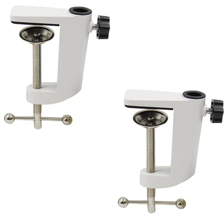 2 Piezas Soporte De Montaje En Forma De C, Abrazadera De Soporte Fijo De Escritorio, Soporte De Clip De Lámpara De Mesa, Escritorio Mesa Montaje Abrazadera, Para Fijar Lámparas y Micrófonos (Blanco)