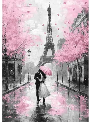MEIYUDA 5D Diamond Painting Amor en París, Pintura Diamante, Diamond Painting Kit Completo Manualidades Adultos Regalo Niños, Diamond Painting Para Decoración De Pared Del Hogar 30x40cm