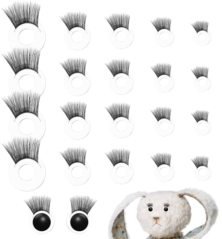 20 Stück Puppenwimpern Selbstklebend, Wimpern für häkeltiere Sicherheitsaugen, Puppenaugen, Wimpern für Amigurumi Augen Knopfaugen fürr Puppen Mit Wimpernn fürr Puppen Auge, Sicherheitswimpern
