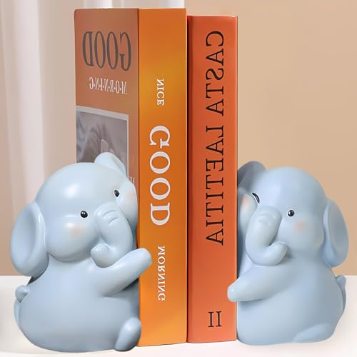 DARUITE Elefant Buchstütze, Buchstützen aus Kunstharz mit Rutschfester Unterseite, Kreativer Dekorativer Bücherhalter für Cafés, Zuhause, Büro