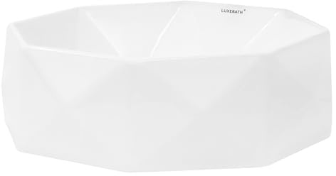 LuxeBath Waschbecken Keramik Ø 420 x 135 mm, Weiß glänzend, Aufsatzbecken, Modernes Design in Diamantform, Aufsatzwaschbecken für Badezimmer/Gäste-WC, Waschtisch Waschschale Waschplatz Handwaschbecken