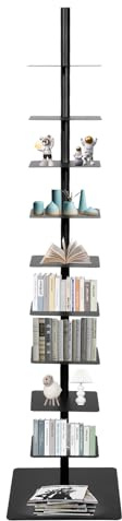 Générique Bibliothèque en Métal sur Pied, Étagère Verticale À 9 Niveaux, Étagère De Rangement Ouverte Et Invisible, Étagères d'angle Autoportante pour Petit Espace, Salon, Bureau, Bureau, Cuisine