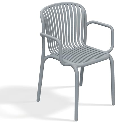 Ferne Gartenstuhl Kunststoff mit Armlehne Brene Gray Bistrostuhl max. Belastung 110 kg leicht stapelbar