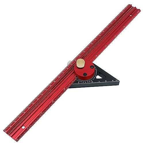 Aluminum Alloy Compass Scriber 360° - Metric and Imperial Scales, Woodworking, Carpenter, DIY (300mm 400mm) (Red)