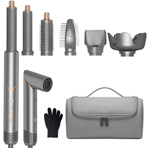 OKWRAP Air Brush 6 en 1 Air Styler 6 en 1 Hair Styler 110000 RPM Hairstyler | Seche Cheveux, Boucleur Automatique, Diffuseur, Brosse Soufflante Brushing pour Sécher, Boucler, Lisser avec Sac de Rangement