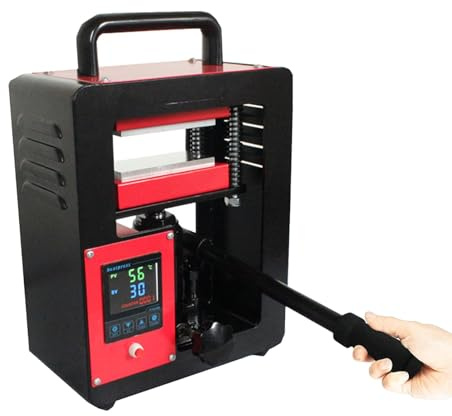 Pressa di calore idraulica, pressa manuale portatile da 5 tonnellate, doppie piastre per riscaldamento uniforme, temperatura regolabile 0-250°C
