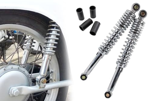 Federbein Stoßdämpfer Satz 340mm für Simson KR51 SR4 hinten, Kreidler Zündapp, Puch Hercules Mofa, hydraulisch gedämpft, 5-fach verstellbar, Chrom
