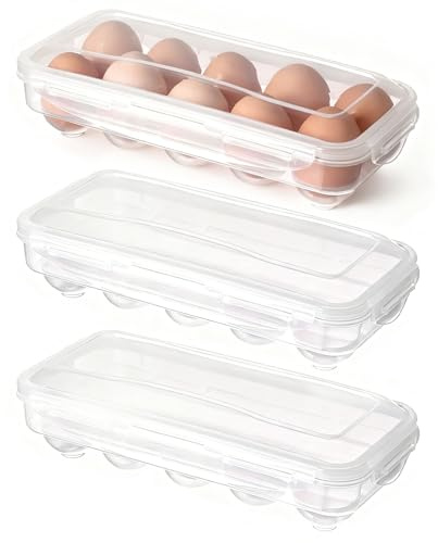 3-Piece Set Eggs Holder,PP Material,10 Eggs Storage,Fridges Organisers Eggss Holder Fridge Eggss Storage for Kitchen Egg Boxes Fridge Storage Containers
