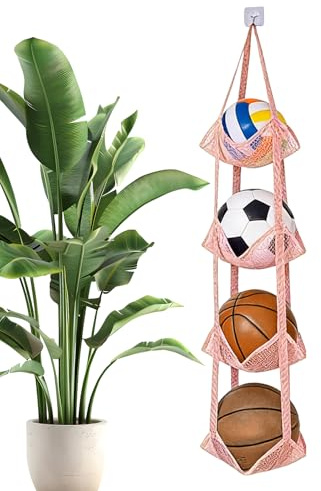 Almacenamiento de Bolas,Vertical Multicapa Redes de Almacenamiento - Ball Garaje Organizador de Equipos Deportivos - para Baloncesto Voleibol Peluche Sala Dormitorio Puerta