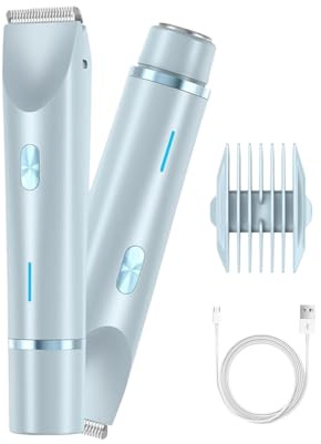 Sianova BloomShave™ - 2-in-1 Damen Körperrasierer, Wiederaufladbare Rasierer Damen für Intimbereich, Beine & Achseln (Blau)