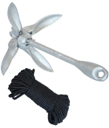 Ancre Pliante de Bateau 1, 5kg en Acier Titane pour Bateaux Gonflables | Haute Résistance, Rainure à Boucle Renforcée, Usage pour Bateaux en Caoutchouc et Embarcations Gonflables