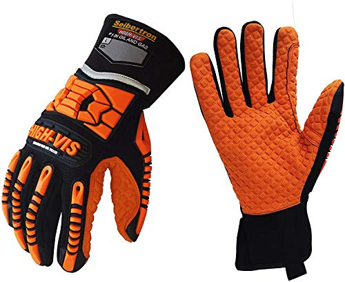 Seibertron HIGH-VIS SDXO2 Supergrip und GEL gefüllte Handschuhe mit Impact Schutz/Schlagfestes Öl abweisend Security mit Protektoren Bergbau Auswirkungen Handschuh M