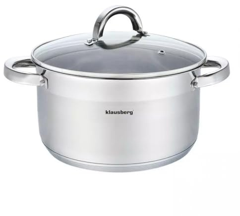 Cazuela de acero inoxidable prémium con tapa (7,5 L, 26 x 16 cm)