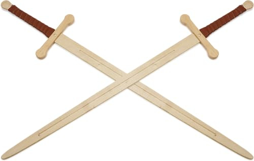 BestSaller 1007 Ritter Zweihand Schwert, Holz, Farbe:Natur (2 Stück)