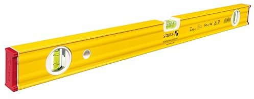 STABILA Wasserwaage Type 80 AS-2, 60 cm, verstärktes Alu-Profil, 1 Horizontal-Libelle, 2 Vertikal-Libellen, integrierte Rutsch-Stopper, Made in Germany