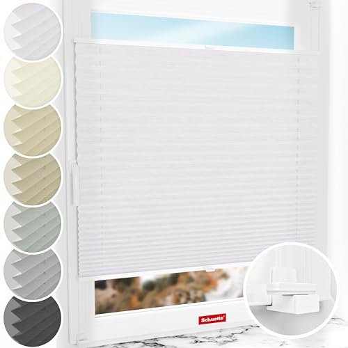 Schuette® Plissee ohne Bohren ● Dolomite Kollektion: Cold Morning (Grau) ● 140x230cm (Breite x Höhe) ● Suprafix Faltrollo X Klemmfix Rollo ● Blitzschnelle Montage inkl. Video