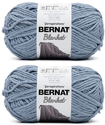Bernat Filt Gråblått garn - 2-pack med 300 g/10,5 oz - Polyester - 6 Super Bulky - 220 meter - Stickning/virkning