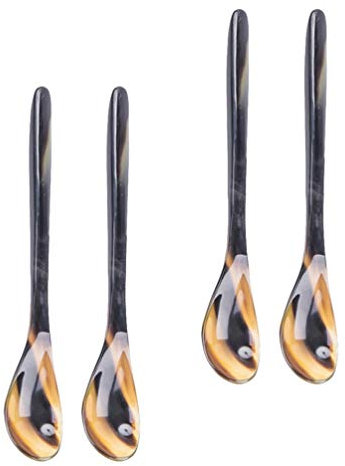 Operitacx 4pièces Cuillères Corne De Bœuf Pour Café Dessert Et Soupe Ustensiles Uniques Pour Maison Et Café