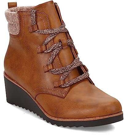 LifeStride Womens Zone Lace Up Wedge Bootie Whiskey Brown 7.5 M