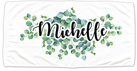 GRAZDesign Badetuch, Duschtuch mit Namen personalisiert, für Kinder und Erwachsene, Zwei Größen (70 x 140 cm, Eukalyptus)