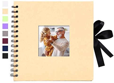 Vienrose Fotoalbum Scrapbook Album 20,5x20,5 cm cm DIY Seidenband Fotobuch Spiralalbum 40 Schwarze Seiten für 10x15 Fotos für Baby Memory Book Valentinstag Geburtstag Jahrestag Geschenk Khaki