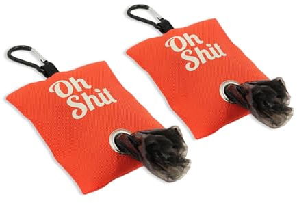 WUMUZAI Hundekotbeutelspender mit Clip, Hundekotbeutelhalter für Leinen, Hundekotbeutelspender, Hundebeutelhalter, leichter Stoff für Haustiere, Laufen, Spazierengehen, Wandern, Orange, 2 Stück