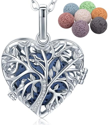 INFUSEU Long Necklaces for Women Aromatherapy Essential Oil Diffuser Dream catcher Pendant Silver Plated Boho Diffuser Inspirational Naughty Anxiety Birthday Gift for Her Women